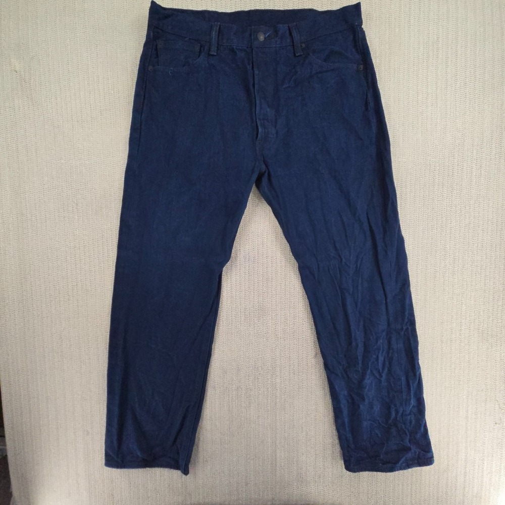 Levis 501 Jeans Mens 38x32 Navy Indigo Blue Denim Button Fly Straight Leg